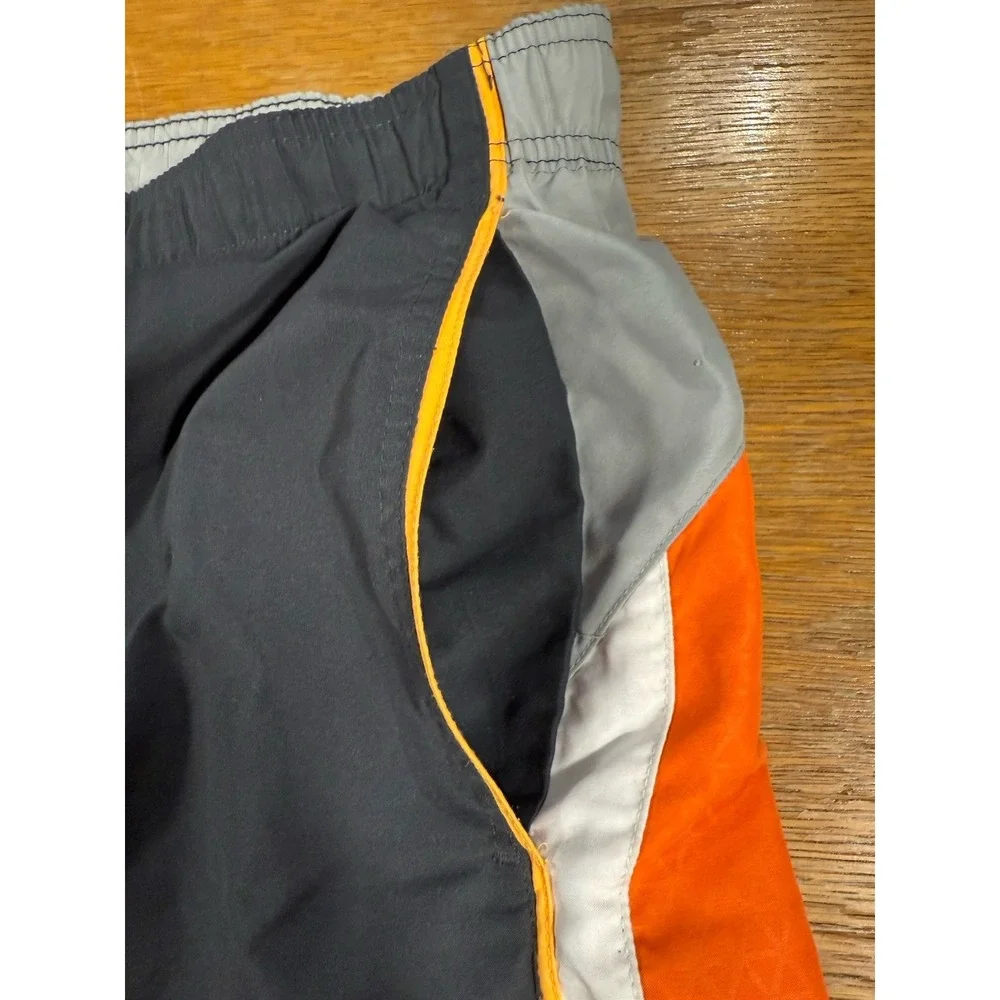 Nike Swim Trunks Men's Large Gray Orange Mesh Lined Board Shorts‎ Drawstring